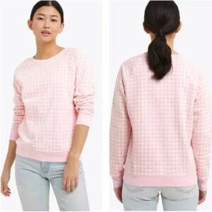Draper James Natalia Pink Gingham Sweatshirt, Size Small
